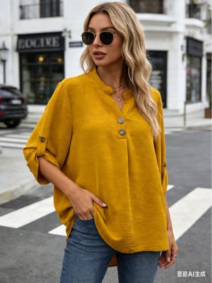 Tunika elegantní 3/4 dlouhý rukáv dámská nadrozměr (48/50/52 ONE SIZE) ITALSKÁ MÓDA IM426004