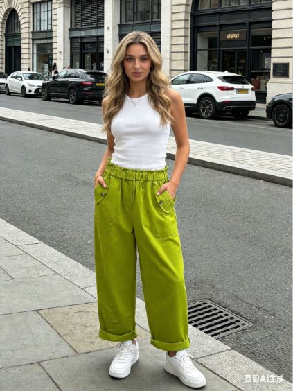 Kalhoty volnočasové dámské nadrozměr (46/48/50 ONE SIZE) ITALSKÁ MÓDA IM426013