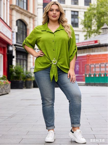 Košile klasik 3/4 dlouhý rukáv dámská nadrozměr (54/56/58 ONE SIZE) ITALSKÁ MÓDA IM426028