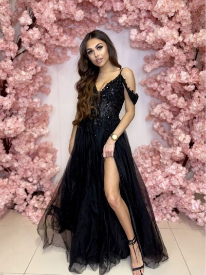 Šaty dlouhé společenské flitrové na ramínka dámské ZYNJA (34-40) POLSKÁ MÓDA PMLPT26001-1