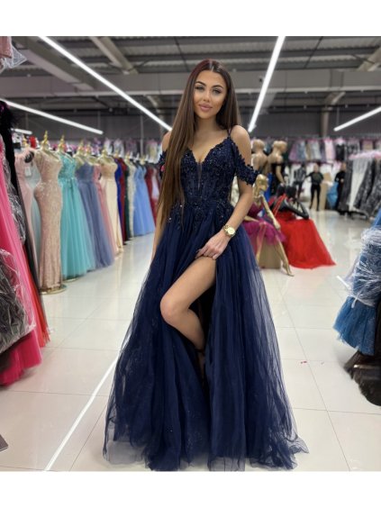 Šaty dlouhé společenské flitrové na ramínka dámské ZYNJA (34-40) POLSKÁ MÓDA PMLPT26001-3