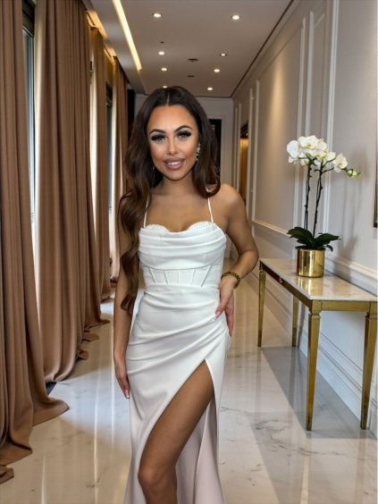 Šaty dlouhé svatební na ramínka dámské VARVARA (34-40) POLSKÁ MÓDA PMLPT26004