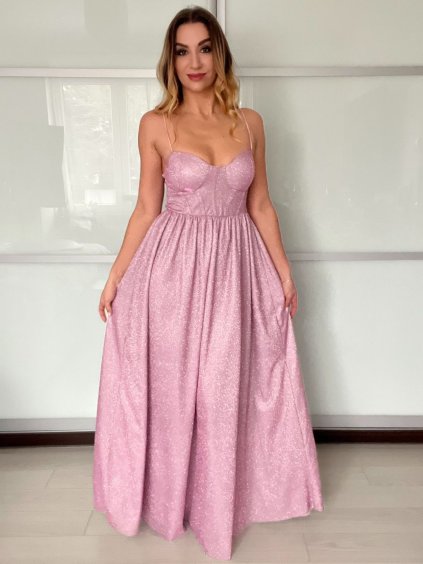 Šaty dlouhé společenské na ramínka dámské LEONA (S/M ONE SIZE) ITALSKÁ MÓDA IMPMD2643458/DU (Velikost S/M, Barva Černá)