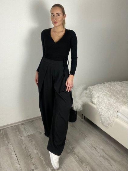 Kalhoty elegantní dámské (S/M/L ONE SIZE) ITALSKÁ MÓDA IMSM26035/DUR (Velikost S/M/L, Barva Černá)