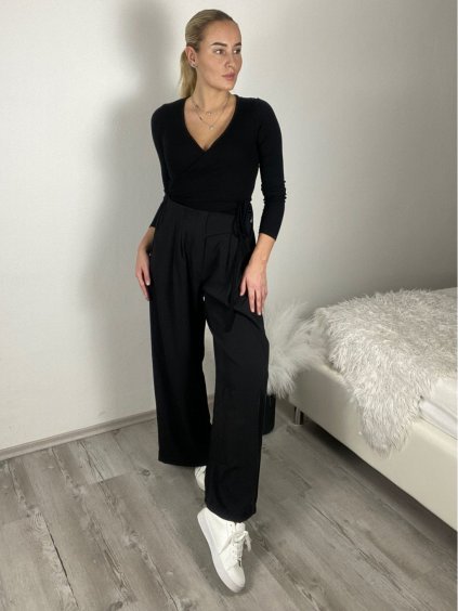 Kalhoty elegantní dámské (S/M/L ONE SIZE) ITALSKÁ MÓDA IMSM26033/DUR (Velikost S/M/L, Barva Černá)