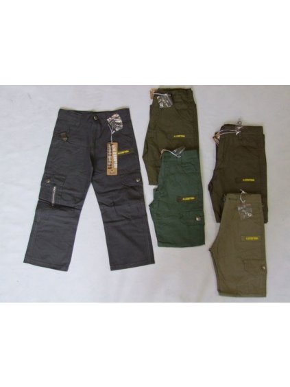 Kalhoty plátěné dětské chlapecké (98-128) KUGO T6902 tmavě šedá 122