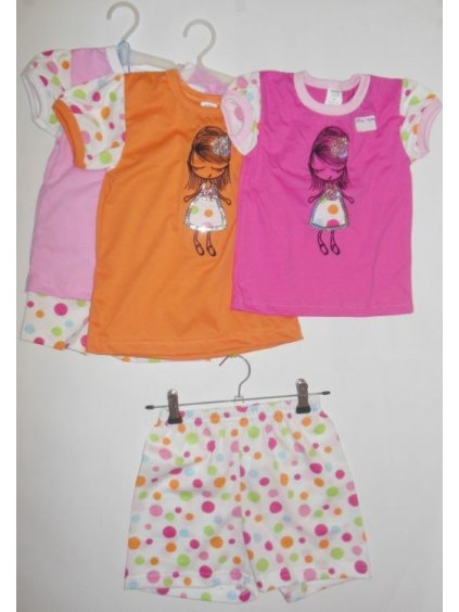Set letní tričko kratasy kojenecké dětské dívčí (74-128) QUEEN OLINA oranžová 104 (Barva růžová světlá, Velikost 104)