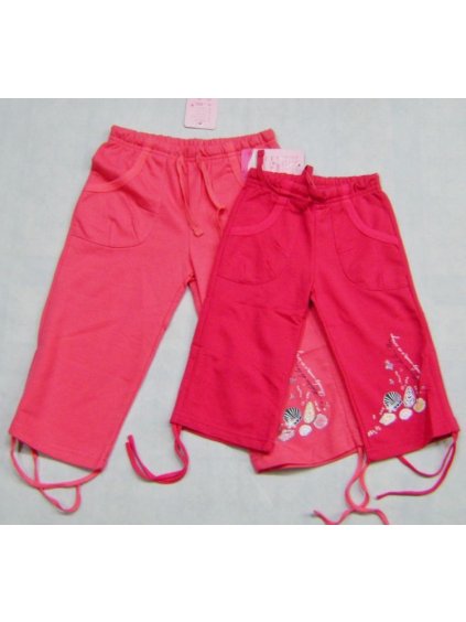 Tepláky 3/4 krátké kojenecké dětské dívčí (92-128)  KUGO M5920 tm.růžová 92 (Barva červená, Velikost 122)