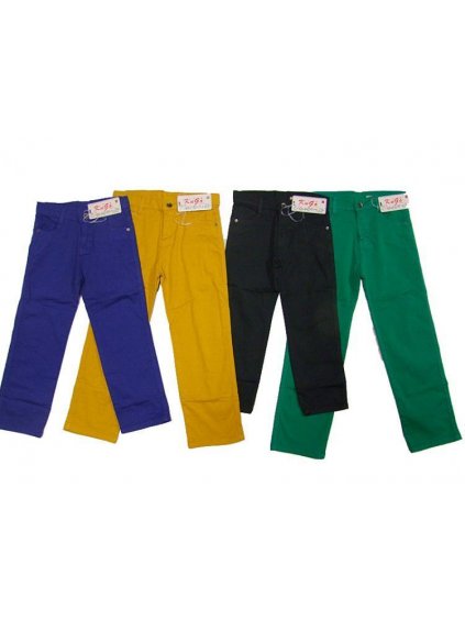 Kalhoty plátěné jarní slabé dětské dorost chlapecké (110-152) KUGO K5809 žlutá 116