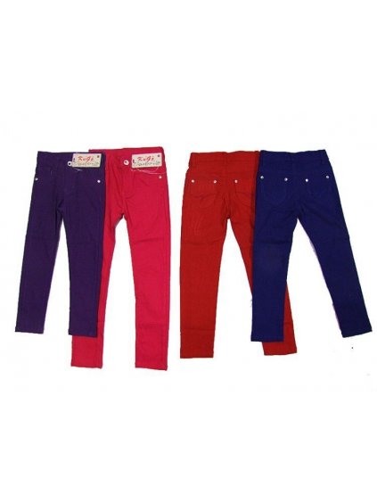 Kalhoty plátěné jarní slabé dětské dívčí (98-128) KUGO K5808 tmavě růžová 116 (barva růžová tmavá, Velikost 104)