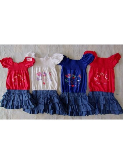 Šaty dětské dívčí (2-10 LET) KUGO S2809 modrá 2 roky (barva bílá, Velikost 128)