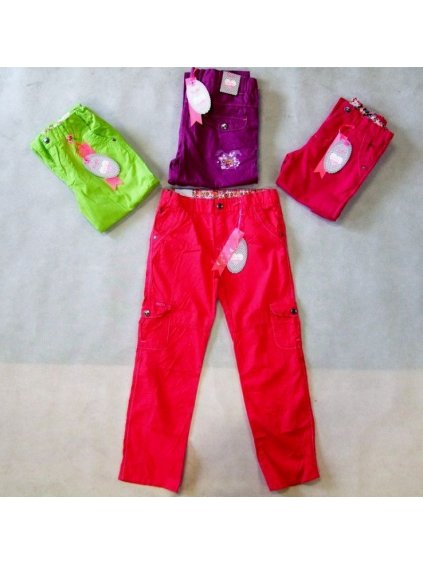 Kalhoty plátěné jarní dorostenecké dívčí bavlněné (134-164) KUGO JK037 134/9 let fialová (barva fialová, Velikost 158)