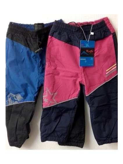 Kalhoty šusťákové zateplené flaušem kojenecké a dětské dívčí a chlapecké (86-110) KUGO H200 (Barva fialová, Velikost 98)