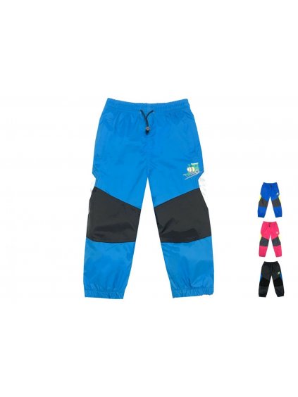 Kalhoty šusťákové bavlněná podšívka kojenecké a dětské dívčí a chlapecké (86-110) KUGO K-701 (Barva modrá tmavá, Velikost 98)