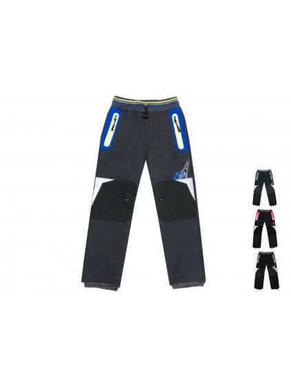Kalhoty softshellové slabé s prodyšnou podšívkou dětské chlapecké dívčí (98-128) KUGO B221 (barva černá-růžová, Velikost 98)