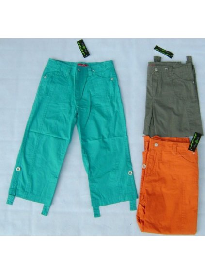 Kalhoty 3|4 krátké dorostenecké dívčí (128-170) PLÁTĚNÉ WOLF T2852 khaki 170 (barva khaki, Velikost 122)