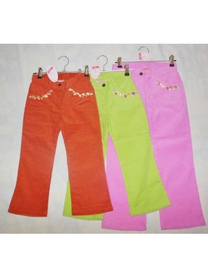 Kalhoty manšestrové dětské dívčí (98-134) WOLF T2021 oranžová 122 (barva zelená, Velikost 116)