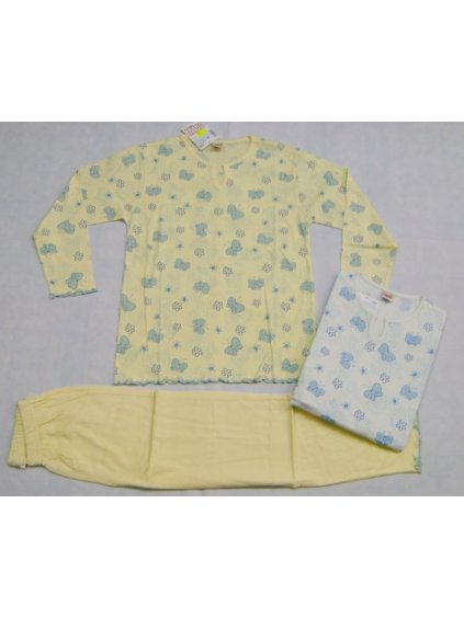 Pyžamo dlouhý rukáv a nohavice dětské dívčí (98-128) CALVI 22-025 sv. modrá 90