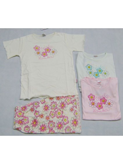 Pyžamo dětské dívčí krátké (100-130) CALVI 22-021 smetanová 120 (barva růžová, Velikost 130)