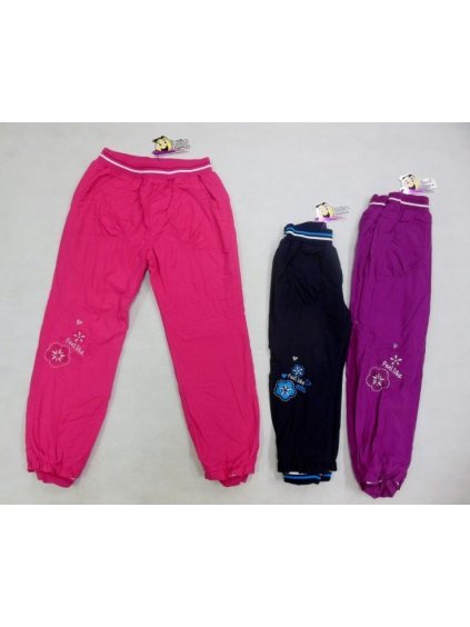 Kalhoty plátěné teplé  dívčí  s kapsami v pase do gumy (4-12 LET) GOOD CHILDREN CCP-05 tm.modrá 146/152