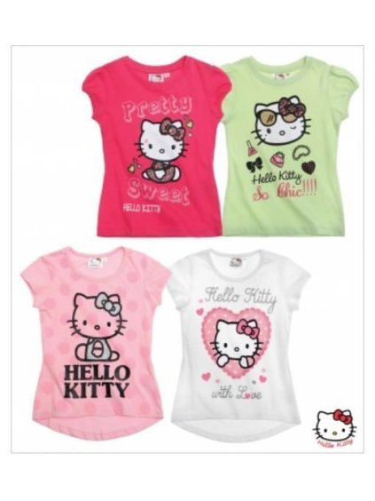Tričko krátký rukáv hello kitty dětské i dorostenecké bavlněné (104-140) TV MANIA 90460 bílá 104 (barva růžová tmavá, Velikost 116)