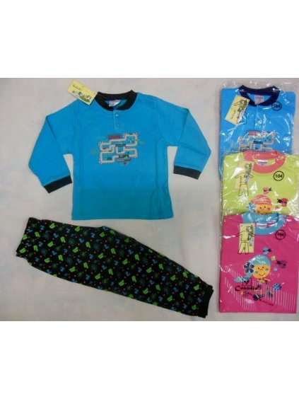 Pyžamo dětské dívčí a chlapecké (74-98) COANDIN S1369D modrá 104 (barva tyrkysová, Velikost 74)