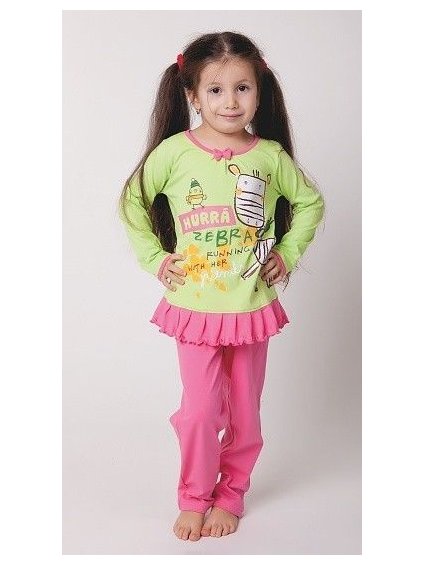 Pyžamo dlouhé nohavice dětské dívčí (100-130) CALVI-COONOOR 15-312 růžová 100 (barva zelená, Velikost 130)