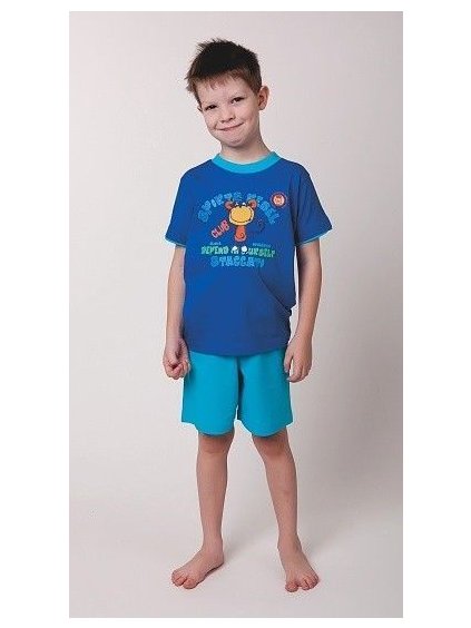 Pyžamo krátké  nohavice dětské chlapecké (100-130) CALVI-COONOOR 15-307 tm. modrá 110