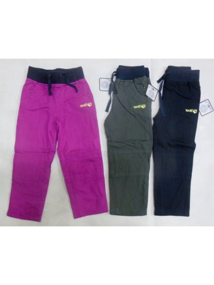Kalhoty bavlněné dětské dívčí a chlapecké s bavlněnou podšívkou (92-122) WOLF T2565