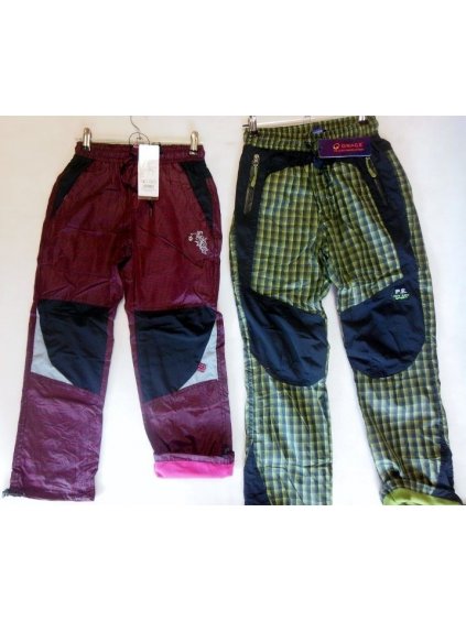 Kalhoty šusťákové slabé dětské dorost dívčí a chlapecké s bavlněnou podšívkou (116-146) GRACE G-5217 tm. růžová 116