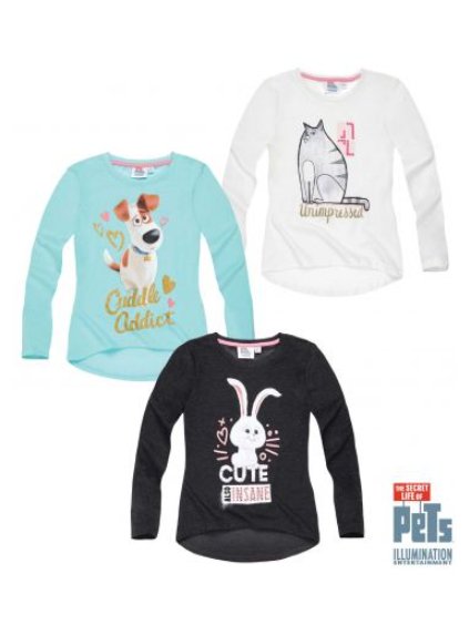 Tričko dlouhý rukáv dětské dívčí secret life of pets -tajný život mazlíčků (2 roky) bílá