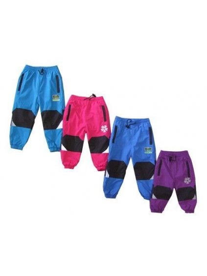 Kalhoty šusťákové teplé kojenecké s flaušovou podšívkou (6 měsíců) fialová (Barva růžová-lososová, Velikost 86)