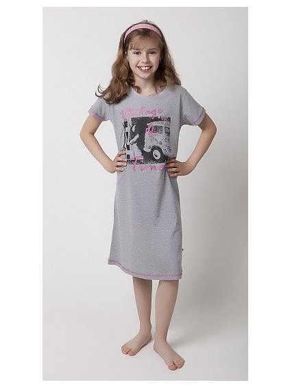 Maxi tričko noční košile krátká dorostenecká dívčí (140-160) CALVI-COONOOR 16-433 140/10 let růžová
