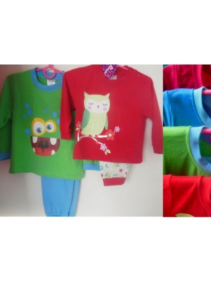 Pyžamo dlouhé kojenecké dětské bavlněné (74-104) COANDIN S1369F (Barva zelená, Velikost 98)