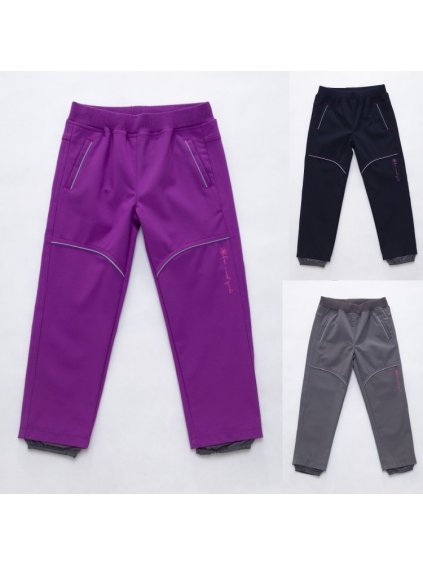 Kalhoty softshellové slabé dětské kojenecké  dívčí (86-110)  WOLF B2781 (Barva šedá, Velikost 98)