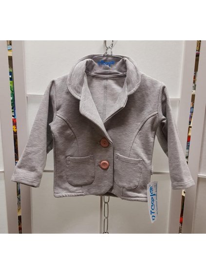 Mikina alá kabátek sáčko sako sportovně elegantní bavlněný kojenecký dětský dívčí (56-98)  NICOL 12140M (Barva šedá, Velikost 98)