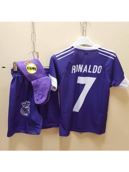 Fotbalový dres tričko kraťasy štulpny fialový real madrid ronaldo 7 (116-2XL) FOTBAL009