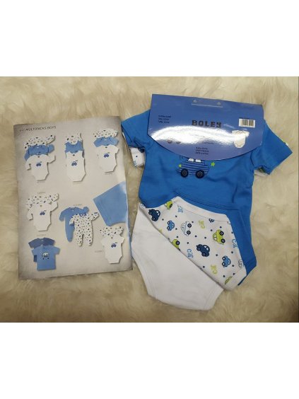 Body krátký rukáv set multipack 3 ks bavlněné kojenecké chlapecké (50/56-86/92) JACKY 6151811 (Barva modrá-bílá, Velikost 74-80)