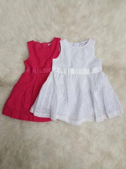 Šaty bez rukávů krajkové kojenecké dětské dívčí (74-98) MINOTI RAINFOR-03 (Barva bílá, Velikost 98)