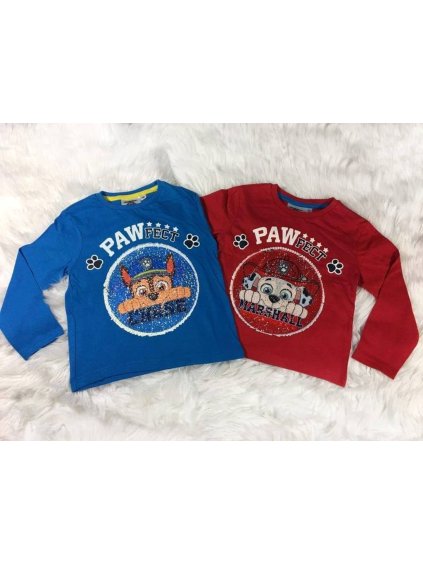 Tričko měnící flitry dlouhý rukáv tlapka patrola paw patrol dětské chlapecké bavlněné (3-6 LET) SUN CITY RH1195
