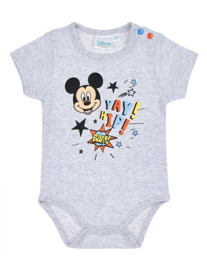 Body krátký rukáv disney mickey mouse kojenecké chlapecké bavlněné (62-92) Lamaloli 173736 (Barva šedá, Velikost 74-80)