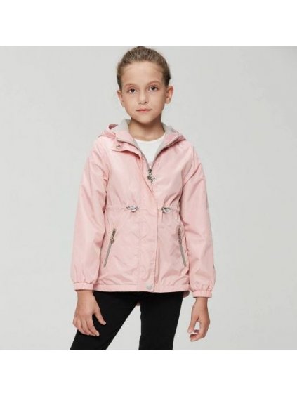 Kabát parka bunda s flaušovou podšívkou jarní podzimní kojenecká dětská dívčí (92-128) GLO-STORY GPY-9745 (Barva ružová světlá, Velikost 104-110)