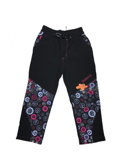 Kalhoty softshell teplé flaušová podšívka dětské dívčí (92-122) NEVEREST FT-6281CC-D (Barva černá-růžová, Velikost 98)