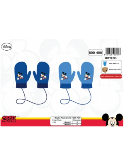Rukavice dětské chlapecké mickey mouse (uni 1-3roky) modrá