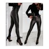 Kalhoty elegantní koženkové dlouhé dámské (S-XL) ITALSKÁ MÓDA IMWD211125/DR (Velikost XL, Barva Černá)