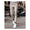 Kalhoty elegantní dlouhé koženkové dámské (S-XL) ITALSKÁ MÓDA IMWD21688B/DR (Velikost S, Barva béžová)