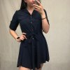 Šaty košilové dlouhý 3/4 rukávem dámské s kapsou tenké (uni s-l) ITALSKá MóDA IM318335/DR (Velikost S/M/L, Barva bílá)