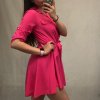 Šaty košilové dlouhý 3/4 rukávem dámské s kapsou tenké (uni s-l) ITALSKá MóDA IM318335/DR (Velikost S/M/L, Barva bílá)