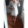 Šaty košilové dlouhý 3/4 rukávem dámské s kapsou tenké (uni s-l) ITALSKá MóDA IM318335/DR (Velikost S/M/L, Barva bílá)