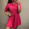 Šaty košilové dlouhý 3/4 rukávem dámské s kapsou tenké (uni s-l) ITALSKá MóDA IM318335/DR (Velikost S/M/L, Barva bílá)
